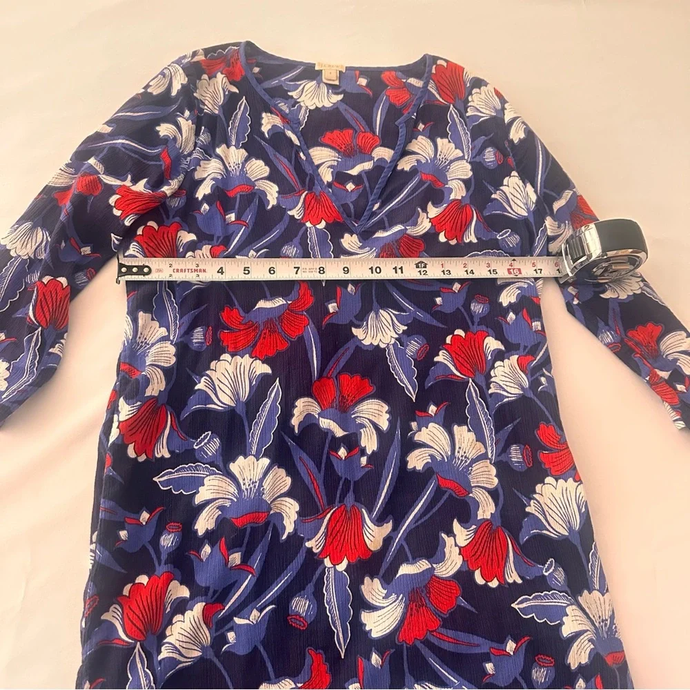 J. Crew Blue and Red floral Tunic cover-up Size Small - Picture 4 of 8